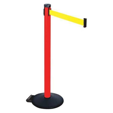 Barrier Post with Belt, Black, 10 ft Length, 40 in Post Height, No Legend, Powder Coated MPN:305PRD-FY