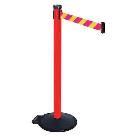 Barrier Post with Belt, Black, 10 ft Length, 40 in Post Height, No Legend, Powder Coated MPN:305PRD-MYD