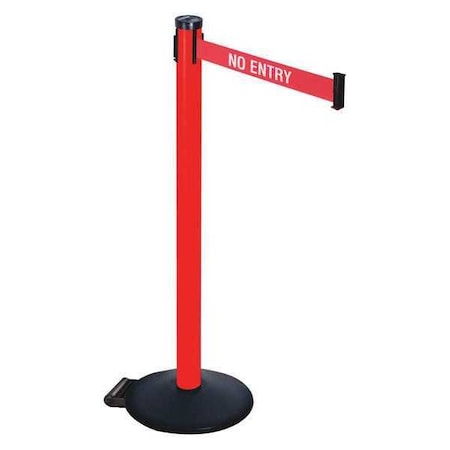 Barrier Post with Belt, Black, 10 ft Length, 40 in Post Height, No Entry, Powder Coated MPN:305PRD-NE