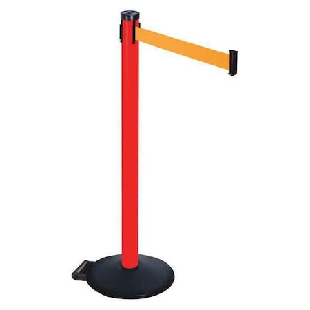 Barrier Post with Belt, Black, 10 ft Length, 40 in Post Height, No Legend, Powder Coated MPN:305PRD-OR