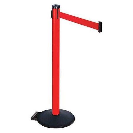 Barrier Post with Belt, Black, 10 ft Length, 40 in Post Height, No Legend, Powder Coated MPN:305PRD-RD