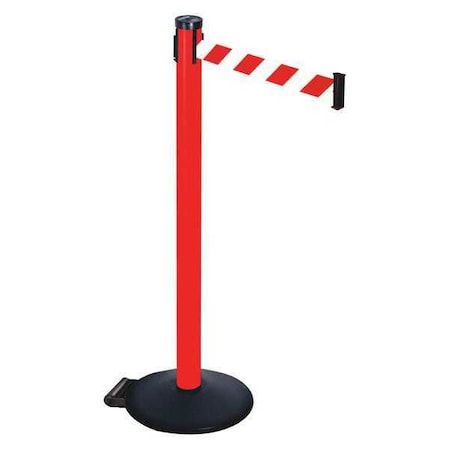 Barrier Post with Belt, Black, 10 ft Length, 40 in Post Height, No Legend, Powder Coated MPN:305PRD-RWD