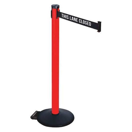 Barrier Post with Belt, Black, 10 ft Length, 40 in Post Height, This Lane Closed, Powder Coated MPN:305PRD-TLC