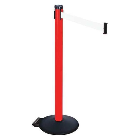 Barrier Post with Belt, Black, 10 ft Length, 40 in Post Height, No Legend, Powder Coated MPN:305PRD-WH