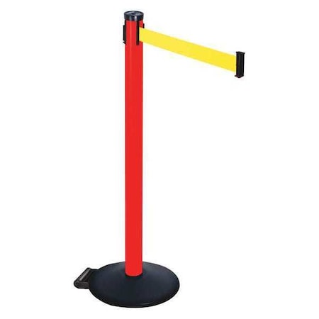 Barrier Post with Belt, Black, 10 ft Length, 40 in Post Height, No Legend, Powder Coated MPN:305PRD-YW