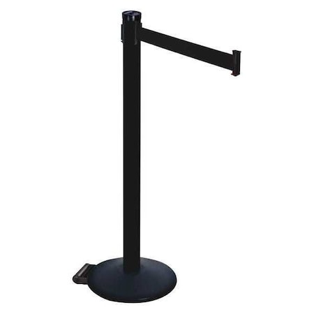 Barrier Post with Belt, Black, 10 ft Length, 40 in Post Height, No Legend, Powder Coated MPN:305PSB-BK