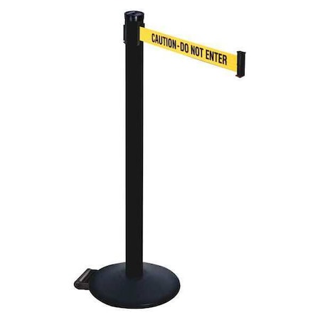 Barrier Post with Belt, Black, 10 ft Length, 40 in Post Height, Caution Do Not Enter, Powder Coated MPN:305PSB-CAU