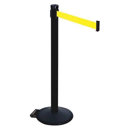 Barrier Post with Belt, Black, 10 ft Length, 40 in Post Height, No Legend, Powder Coated MPN:305PSB-FY