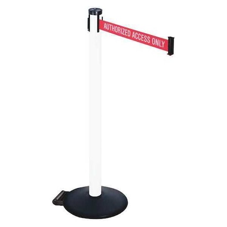 Barrier Post with Belt, Black, 10 ft Length, 40 in Post Height, Authorized Access Only MPN:305PWH-AAO