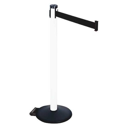 Barrier Post with Belt, Black, 10 ft Length, 40 in Post Height, No Legend, Powder Coated MPN:305PWH-BK