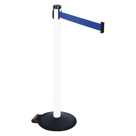 Barrier Post with Belt, Black, 10 ft Length, 40 in Post Height, No Legend, Powder Coated MPN:305PWH-BL