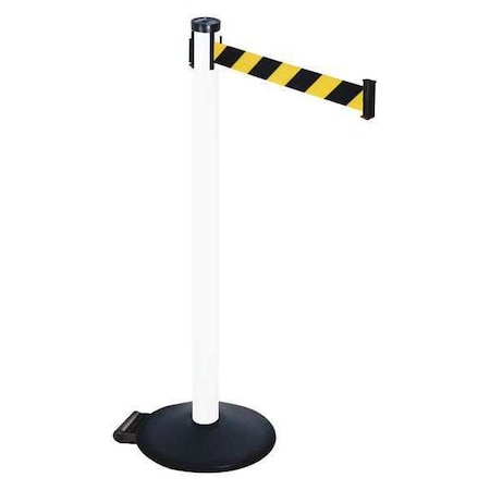 Barrier Post with Belt, Black, 10 ft Length, 40 in Post Height, No Legend, Powder Coated MPN:305PWH-BYD