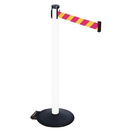 Barrier Post with Belt, Black, 10 ft Length, 40 in Post Height, No Legend, Powder Coated MPN:305PWH-MYD
