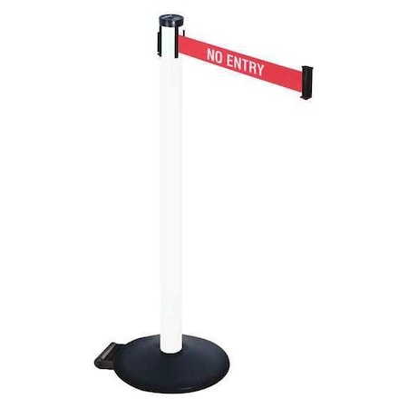 Barrier Post with Belt, Black, 10 ft Length, 40 in Post Height, No Entry, Powder Coated MPN:305PWH-NE