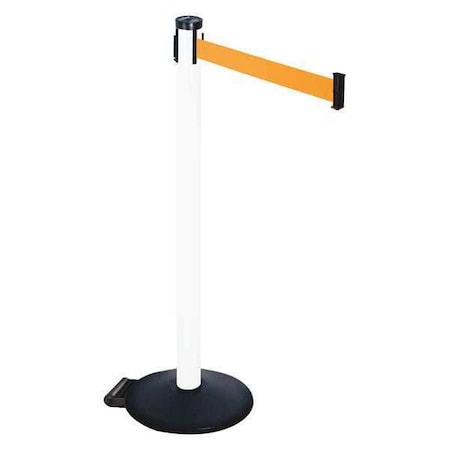 Barrier Post with Belt, Black, 10 ft Length, 40 in Post Height, No Legend, Powder Coated MPN:305PWH-OR