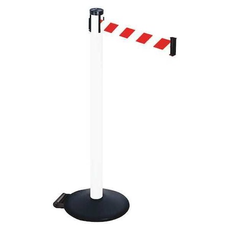 Barrier Post with Belt, Black, 10 ft Length, 40 in Post Height, No Legend, Powder Coated MPN:305PWH-RWD