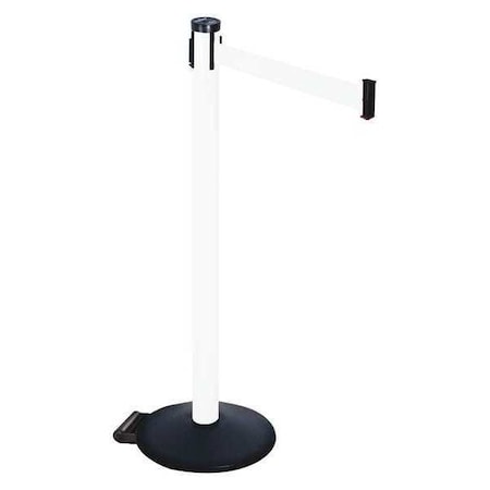 Barrier Post with Belt, Black, 10 ft Length, 40 in Post Height, No Legend, Powder Coated MPN:305PWH-WH