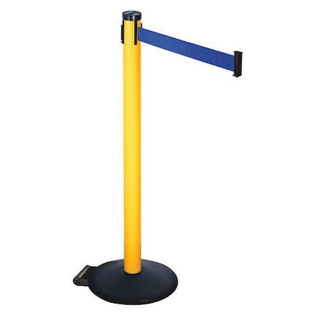 Barrier Post with Belt, Black, 10 ft Length, 40 in Post Height, No Legend, Powder Coated MPN:305PYW-BL
