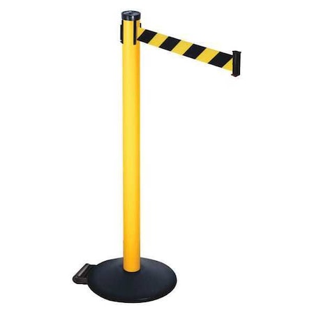Barrier Post with Belt, Black, 10 ft Length, 40 in Post Height, No Legend, Powder Coated MPN:305PYW-BYD