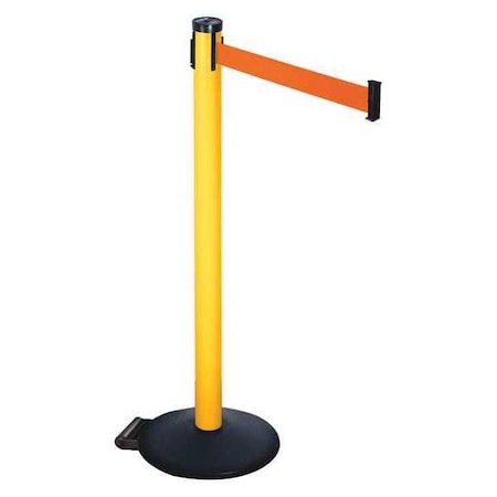 Barrier Post with Belt, Black, 10 ft Length, 40 in Post Height, No Legend, Powder Coated MPN:305PYW-FO