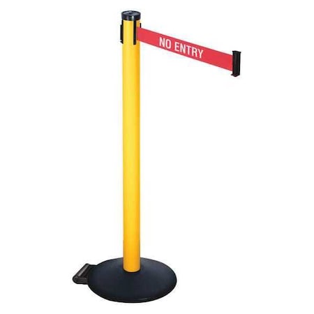 Barrier Post with Belt, Black, 10 ft Length, 40 in Post Height, No Entry, Powder Coated MPN:305PYW-NE