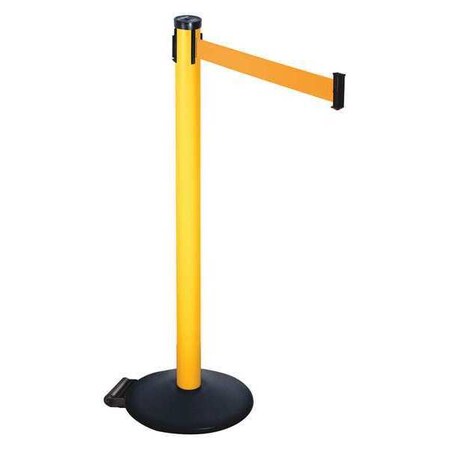 Barrier Post with Belt, Black, 10 ft Length, 40 in Post Height, No Legend, Powder Coated MPN:305PYW-OR