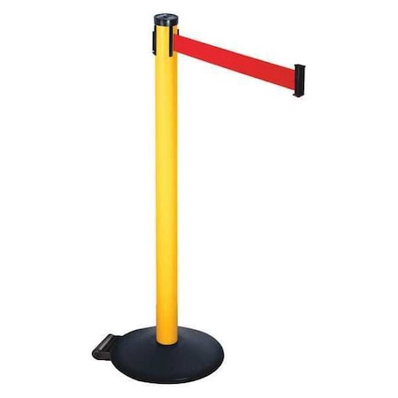 Barrier Post with Belt, Black, 10 ft Length, 40 in Post Height, No Legend, Powder Coated MPN:305PYW-RD