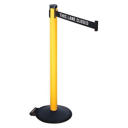 Barrier Post with Belt, Black, 10 ft Length, 40 in Post Height, This Lane Closed, Powder Coated MPN:305PYW-TLC