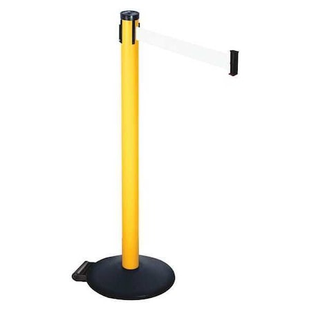Barrier Post with Belt, Black, 10 ft Length, 40 in Post Height, No Legend, Powder Coated MPN:305PYW-WH
