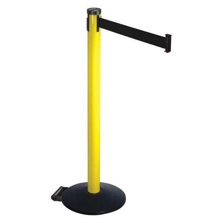 Barrier Post with Belt, Black, 10 ft Length, 40 in Post Height, No Legend, Powder Coated MPN:305YA-BK