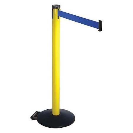 Barrier Post with Belt, Black, 10 ft Length, 40 in Post Height, No Legend, Powder Coated MPN:305YA-BL