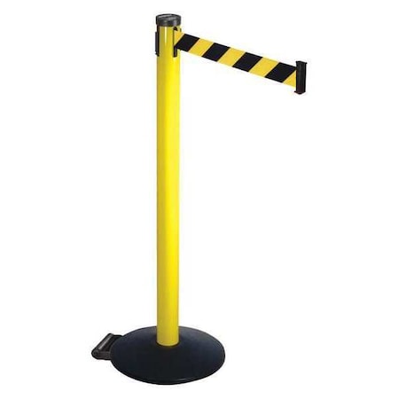 Barrier Post with Belt, Black, 10 ft Length, 40 in Post Height, No Legend, Powder Coated MPN:305YA-BYD