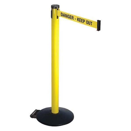 Barrier Post with Belt, Black, 10 ft Length, 40 in Post Height, Danger Keep Out, Powder Coated MPN:305YA-DKO