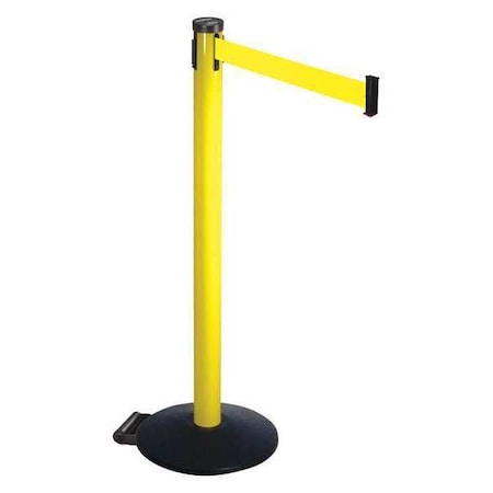 Barrier Post with Belt, Black, 10 ft Length, 40 in Post Height, No Legend, Powder Coated MPN:305YA-FY