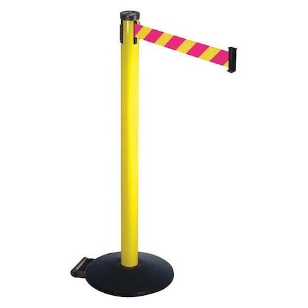Barrier Post with Belt, Black, 10 ft Length, 40 in Post Height, No Legend, Powder Coated MPN:305YA-MYD