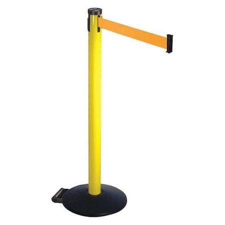 Barrier Post with Belt, Black, 10 ft Length, 40 in Post Height, No Legend, Powder Coated MPN:305YA-OR