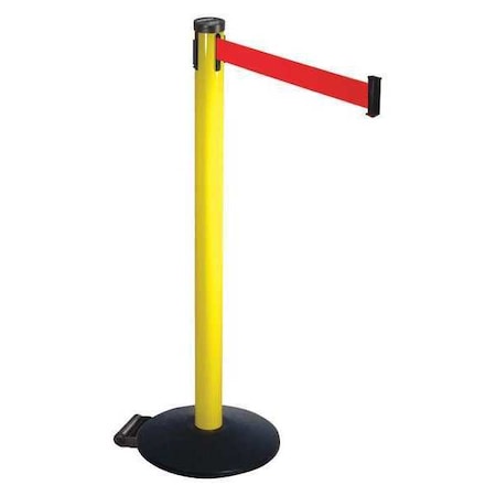 Barrier Post with Belt, Black, 10 ft Length, 40 in Post Height, No Legend, Powder Coated MPN:305YA-RD