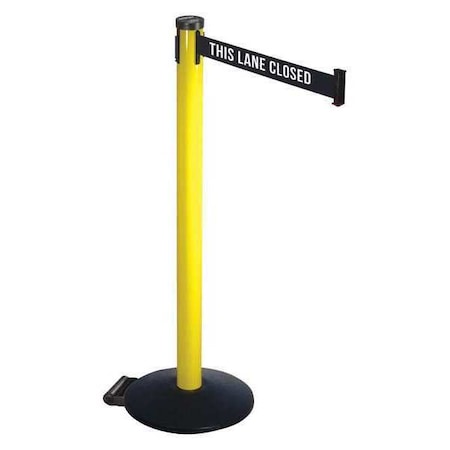 Barrier Post with Belt, Black, 10 ft Length, 40 in Post Height, This Lane Closed, Powder Coated MPN:305YA-TLC