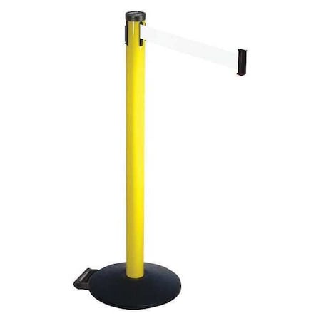 Barrier Post with Belt, Black, 10 ft Length, 40 in Post Height, No Legend, Powder Coated MPN:305YA-WH