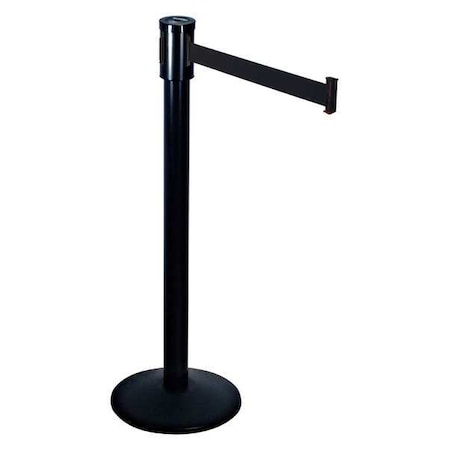 Barrier Post with Belt, Black, 15 ft Length, 40 in Post Height, No Legend, Black MPN:321BA-BK