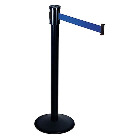 Barrier Post with Belt, Black, 15 ft Length, 40 in Post Height, Black MPN:321BA-BL