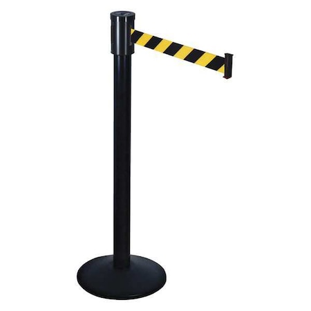 Barrier Post with Belt, Black, 15 ft Length, 40 in Post Height, No Legend, Black MPN:321BA-BYD