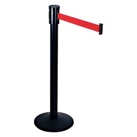 Barrier Post with Belt, Black, 15 ft Length, 40 in Post Height, No Legend, Black MPN:321BA-RD