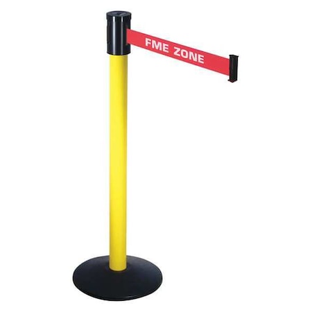 Barrier Post with Belt, Yellow, 15 ft Length, 40 in Post Height, FME Zone, Yellow MPN:321YA-FME