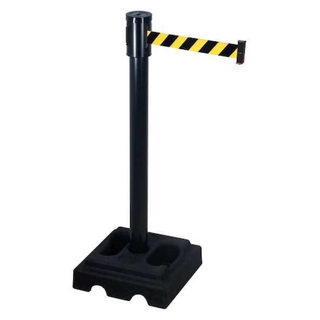 Barrier Post with Belt, Black, 15 ft Length, 40 in Post Height, Black MPN:322BA-BYD