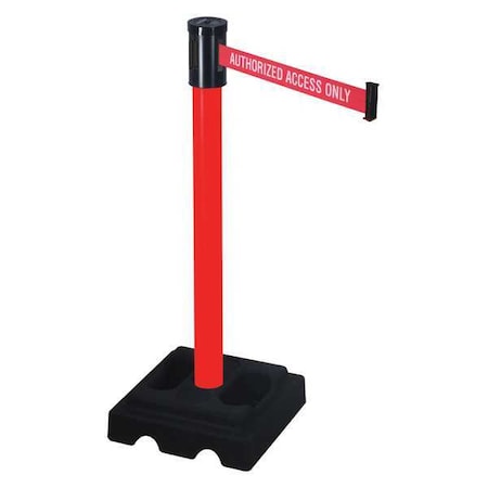 Barrier Post with Belt, Red, 15 ft Length, 40 in Post Height, Authorized Access Only, Red MPN:322PRD-AAO