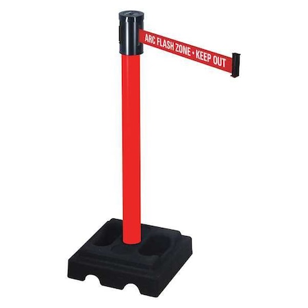 Barrier Post with Belt, Red, 15 ft Length, 40 in Post Height, Authorized Access Only, Red MPN:322PRD-ARC