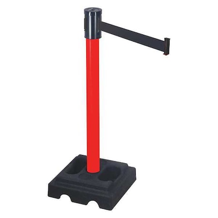 Barrier Post with Belt, Red, 15 ft Length, 40 in Post Height, Red MPN:322PRD-BK