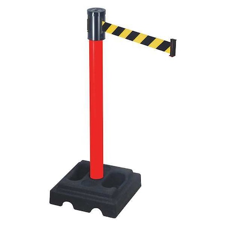 Barrier Post with Belt, Red, 15 ft Length, 40 in Post Height, Red MPN:322PRD-BYD