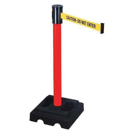 Barrier Post with Belt, Red, 15 ft Length, 40 in Post Height, Caution Do Not Enter, Red MPN:322PRD-CAU